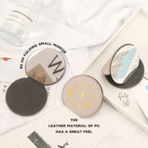 Chic European-style gilding, 8cm round folding mirror in khaki, stainless steel material that won't break when dropped. Elevate your desk with this trendy accessory! ✨